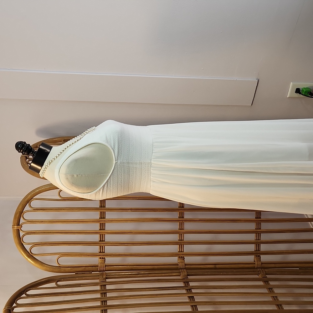 Divided H&M white sheer dress flowy knit top sz 12 asymmetrical hem slip fairy - Picture 5 of 12